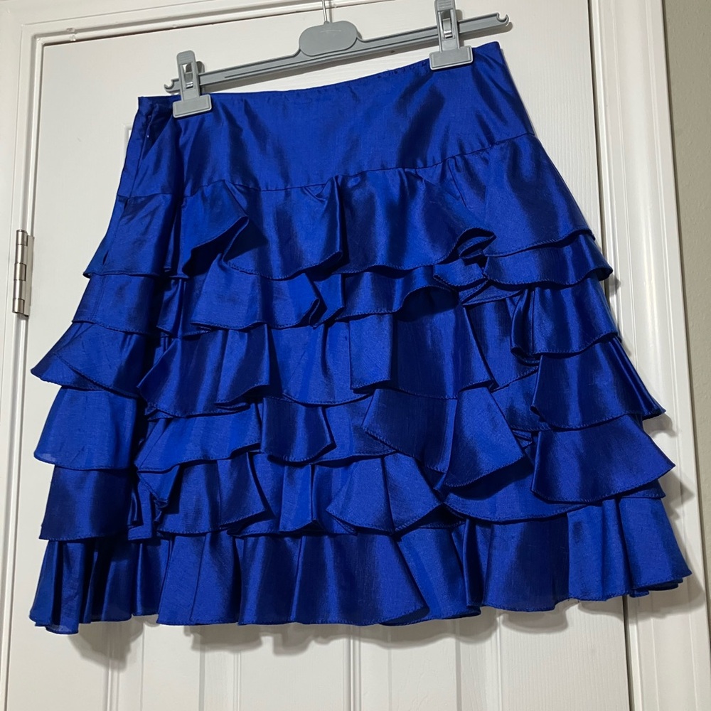 NWT Ralph Lauren Black Label Silk Tiered Ruffle Skirt - Picture 2 of 5